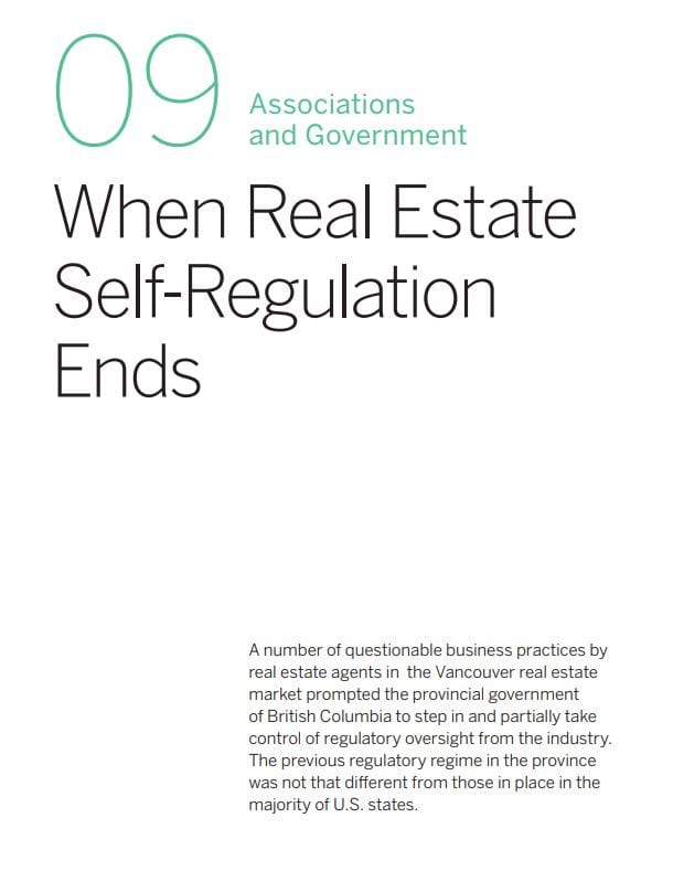 When Real Estate Self Regulation Ends