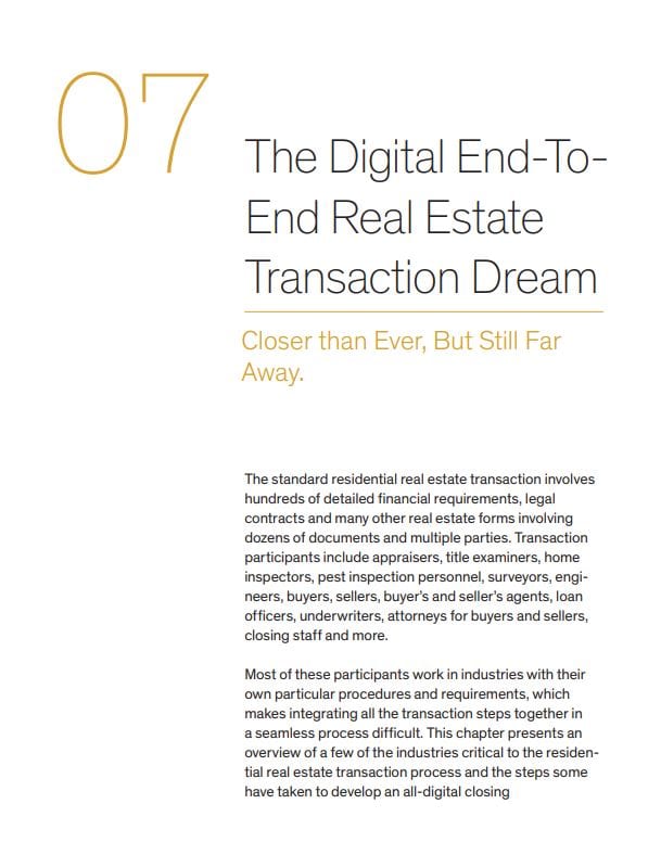 The Digital End-to-End Real Estate Transaction Dream